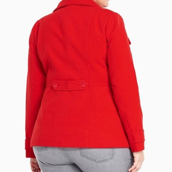Torrid Coat $109 PLUS 0X 12 Red Peacoat Jacket NEW - Picture 4 of 6